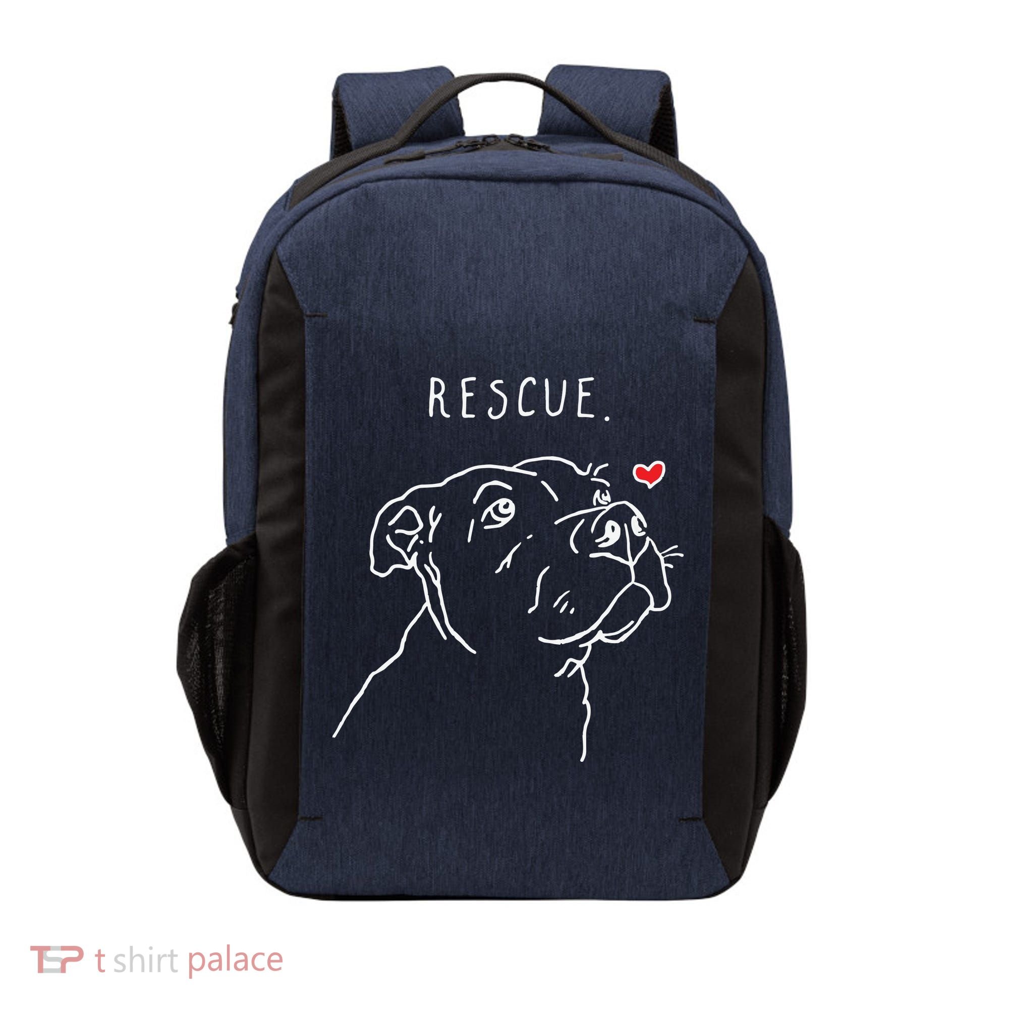 Rescue Dog Pitbull Drawing Rescue Mom Vector Backpack