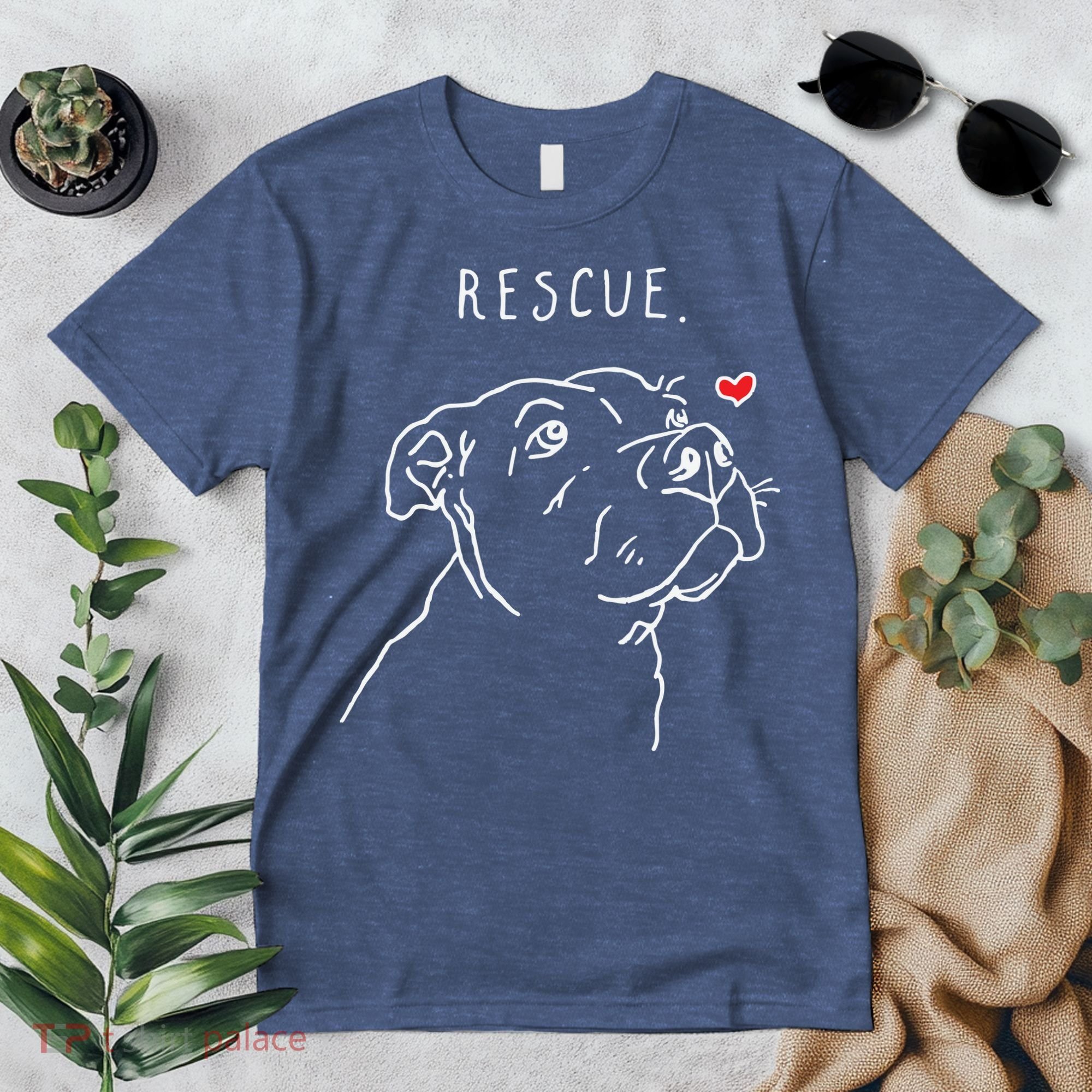 Rescue Dog Pitbull Drawing Rescue Mom Premium T-Shirt