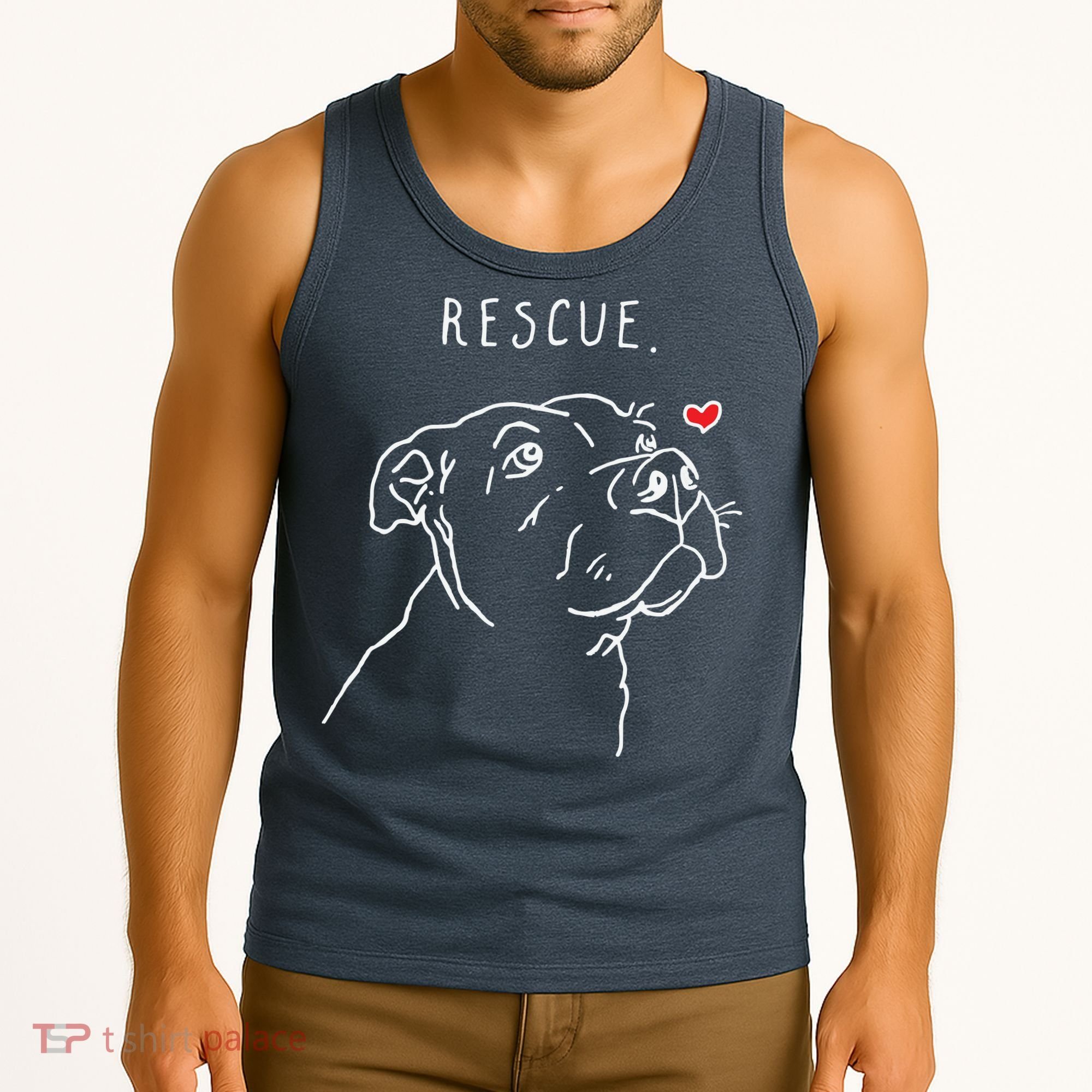 Rescue Dog Pitbull Drawing Rescue Mom Tank Top