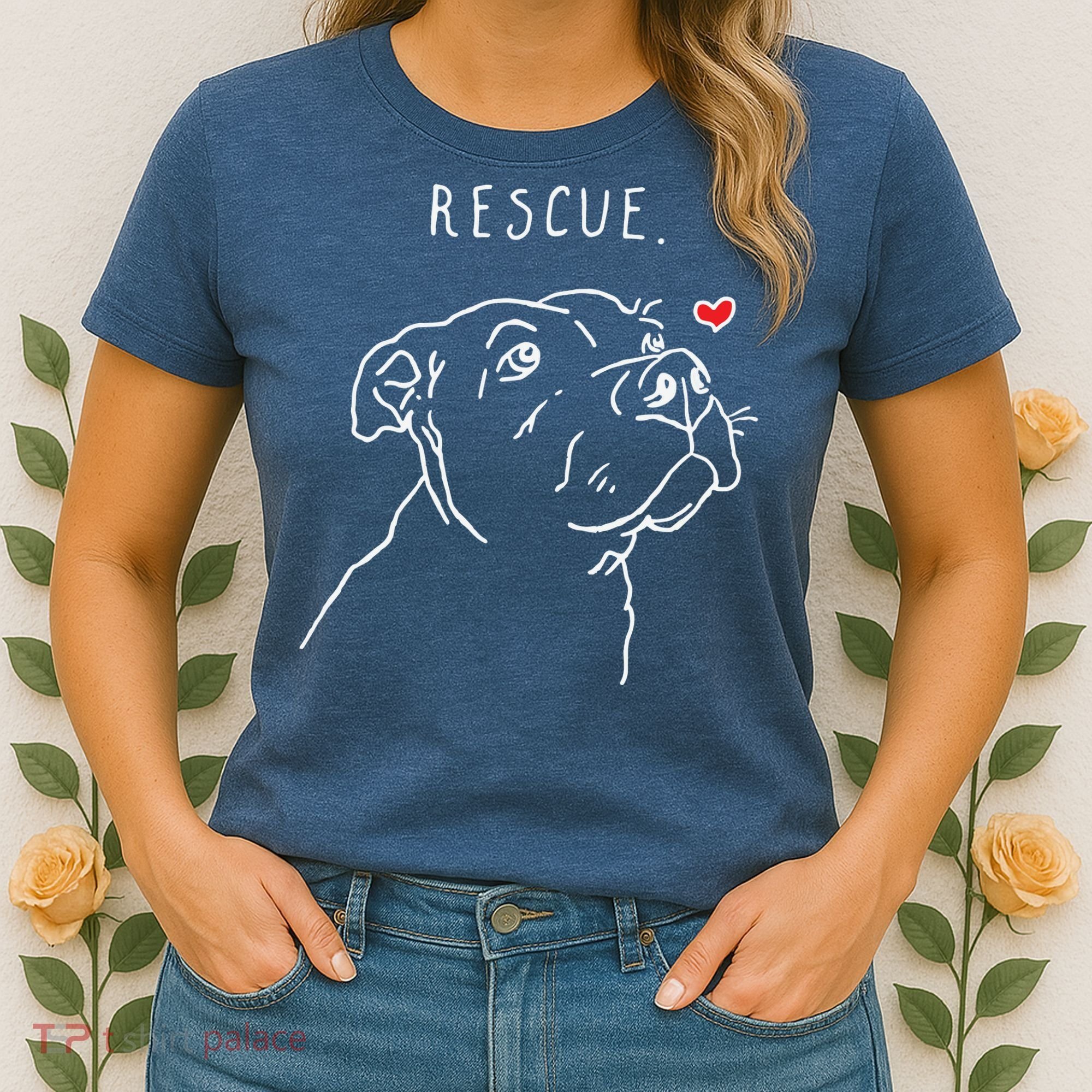 Rescue Dog Pitbull Drawing Rescue Mom Women's T-Shirt