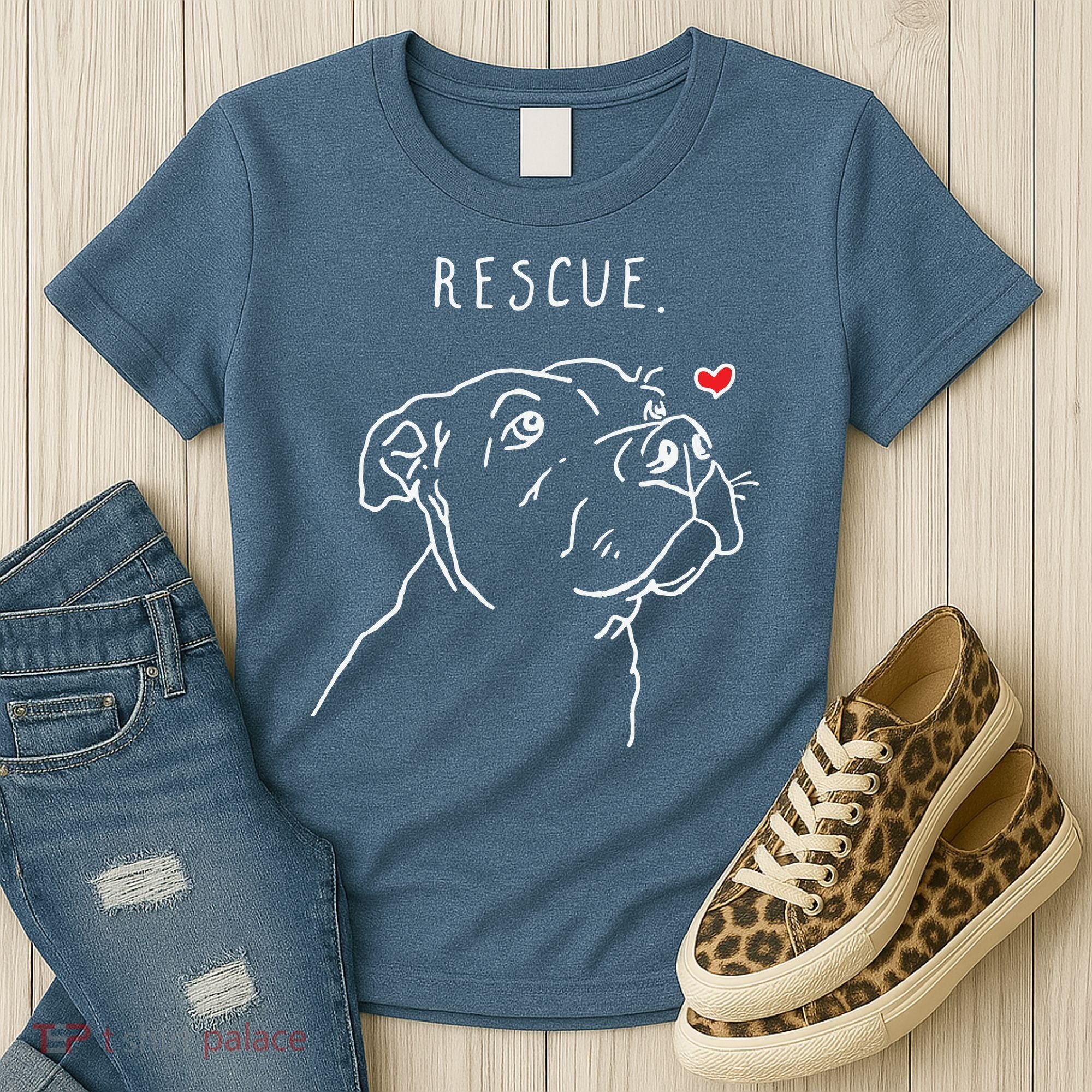 Rescue Dog Pitbull Drawing Rescue Mom Women's T-Shirt