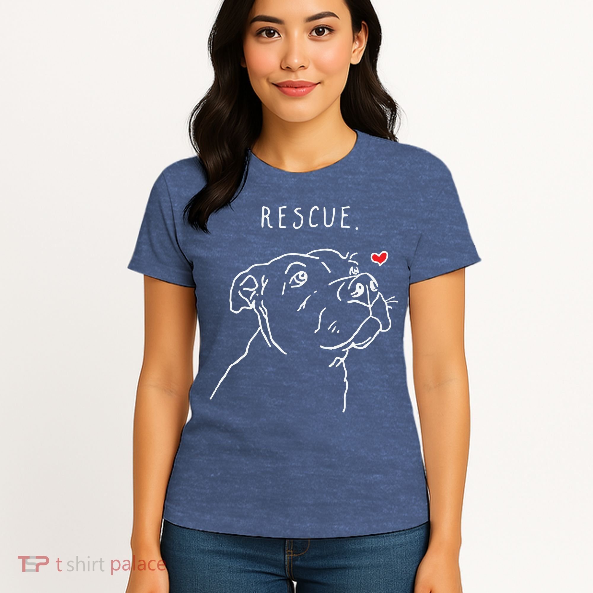 Rescue Dog Pitbull Drawing Rescue Mom Women's T-Shirt