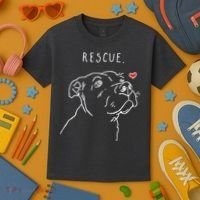 Rescue Dog Pitbull Drawing Rescue Mom Kids T-Shirt thumb 3