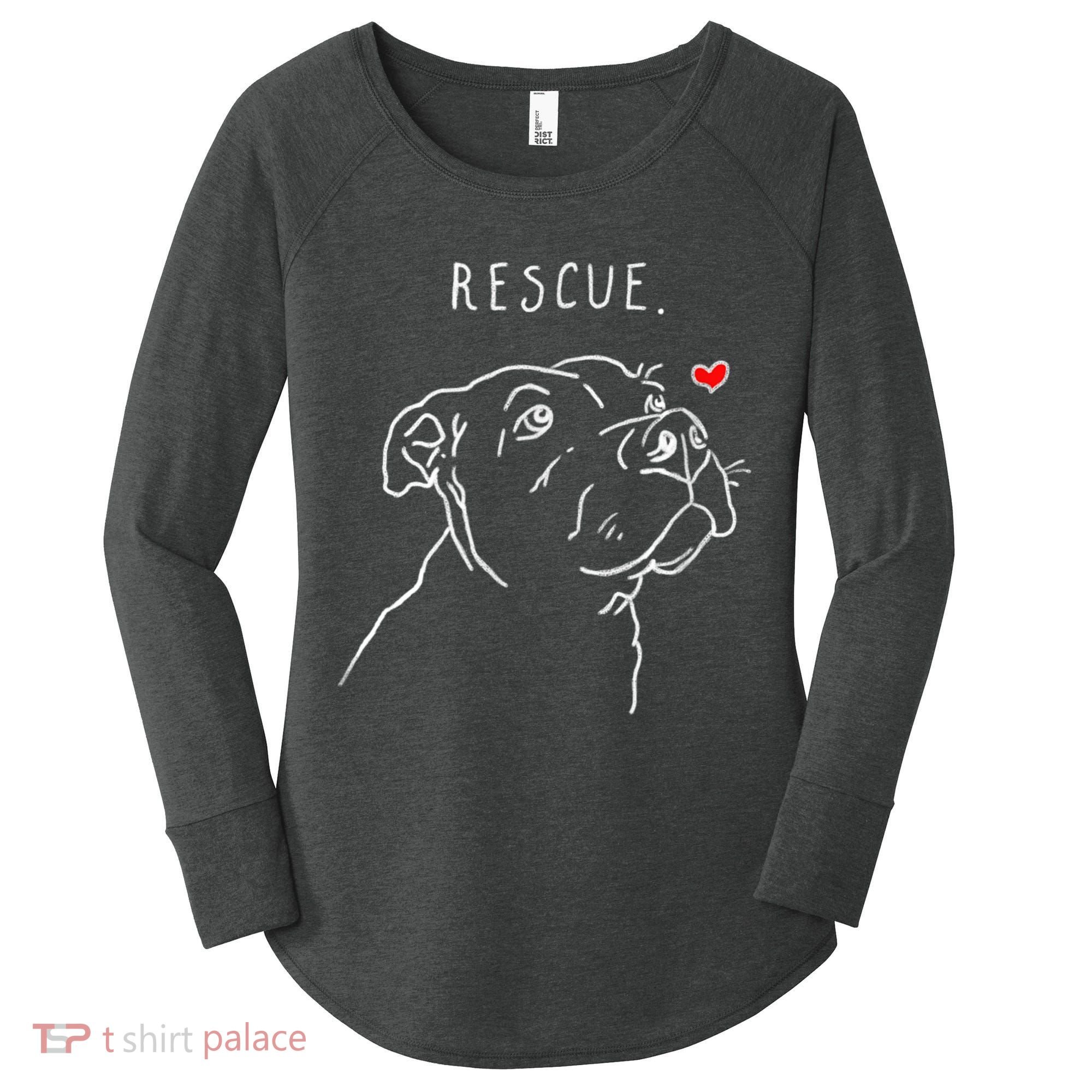 Rescue Dog, Pitbull Drawing, Rescue Mom, Adopt Don't Shop Women's Perfect Tri Tunic Long Sleeve Shirt
