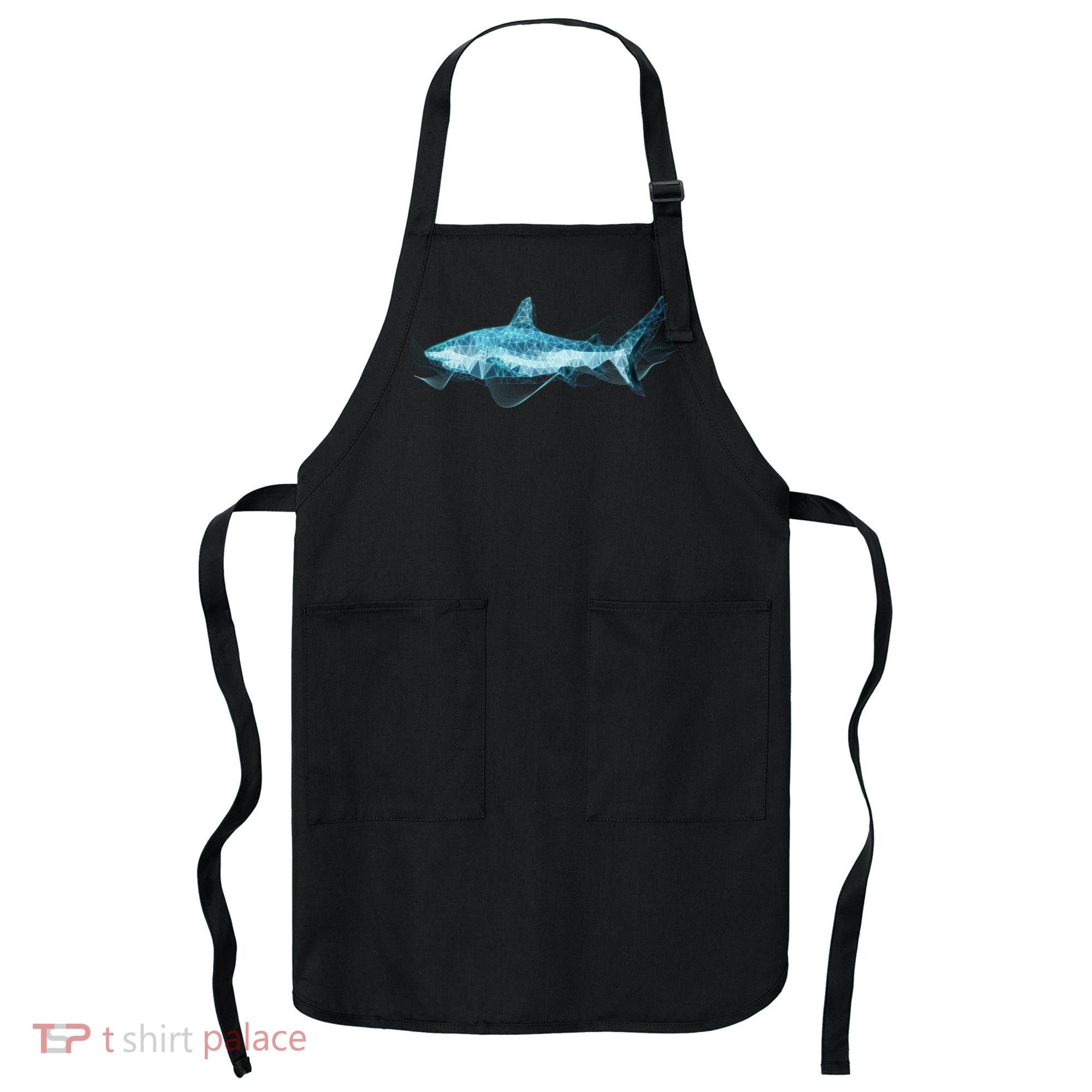 Retro Digital Polygon Shark Apron