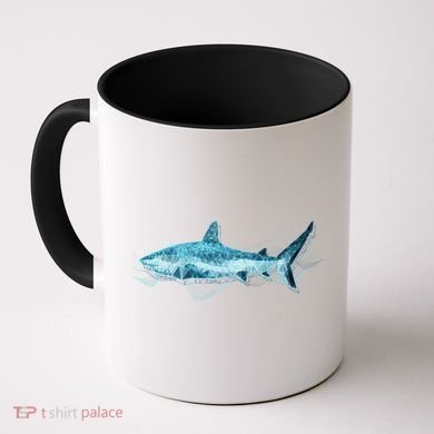 Retro Digital Polygon Shark Coffee Mug