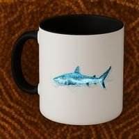 Retro Digital Polygon Shark Coffee Mug thumb 2