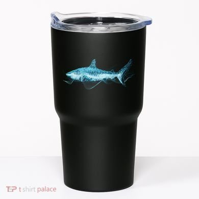 Retro Digital Polygon Shark Tumbler