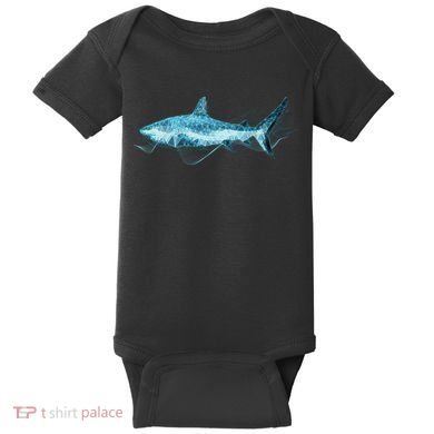 Retro Digital Polygon Shark Baby Bodysuit