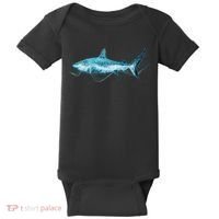 Retro Digital Polygon Shark Baby Bodysuit thumb 0
