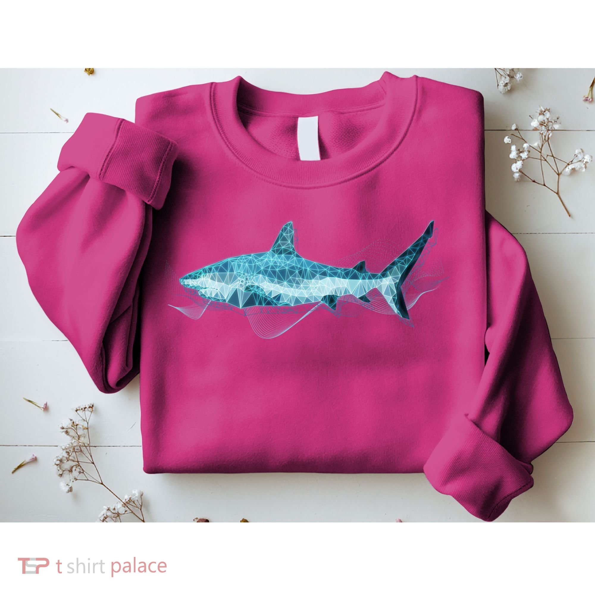 Retro Digital Polygon Shark Sweatshirt