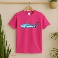 Retro Digital Polygon Shark T-Shirt thumb 2