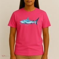 Retro Digital Polygon Shark T-Shirt thumb 4