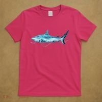 Retro Digital Polygon Shark T-Shirt thumb 5