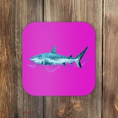Retro Digital Polygon Shark Coaster