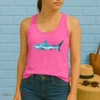 Retro Digital Polygon Shark Women's Tank Top thumb 2