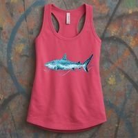 Retro Digital Polygon Shark Women's Tank Top thumb 3