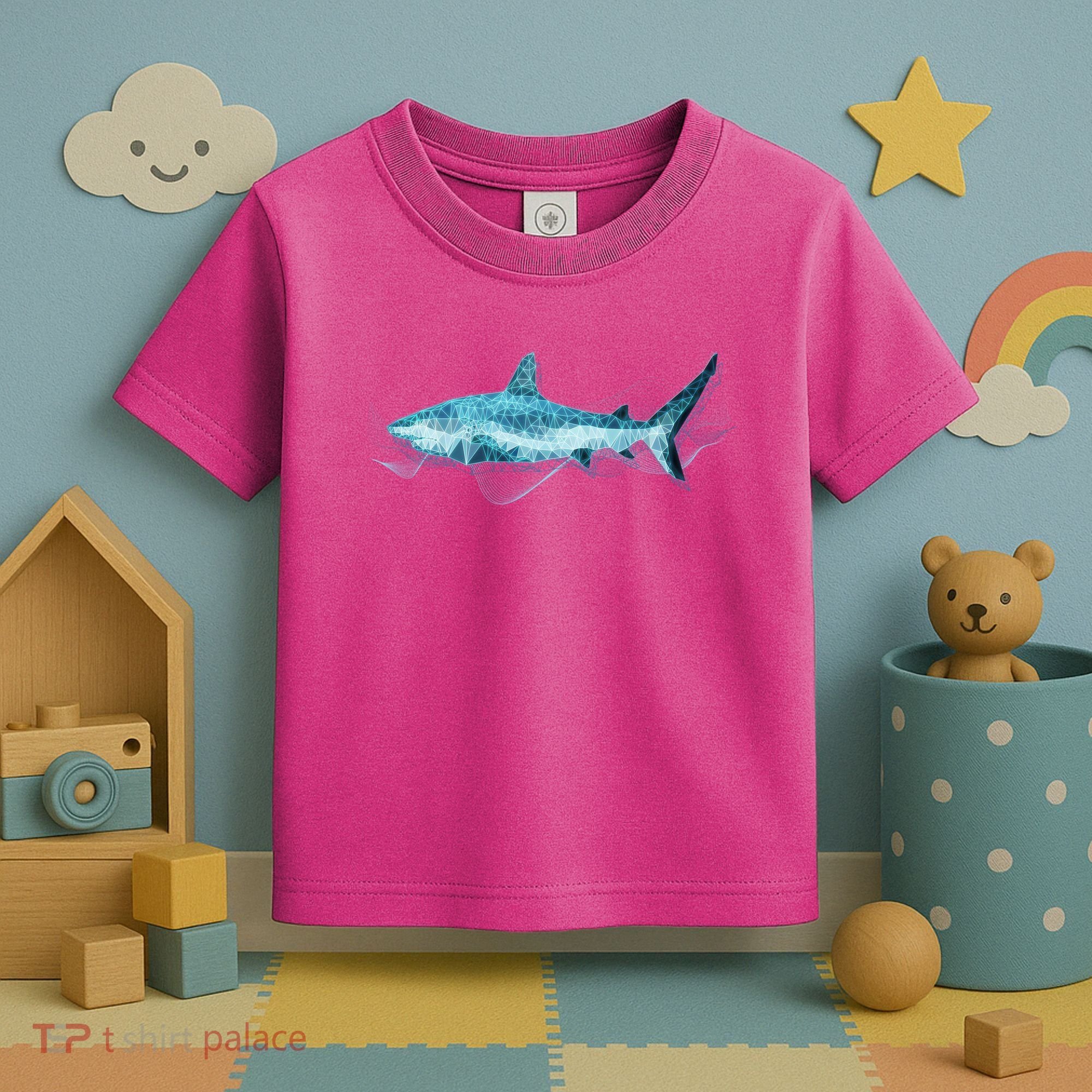 Retro Digital Polygon Shark Toddler T-Shirt