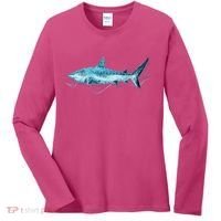 Retro Digital Polygon Shark Women's Long Sleeve Shirt thumb 0