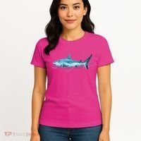 Retro Digital Polygon Shark Women's T-Shirt thumb 4