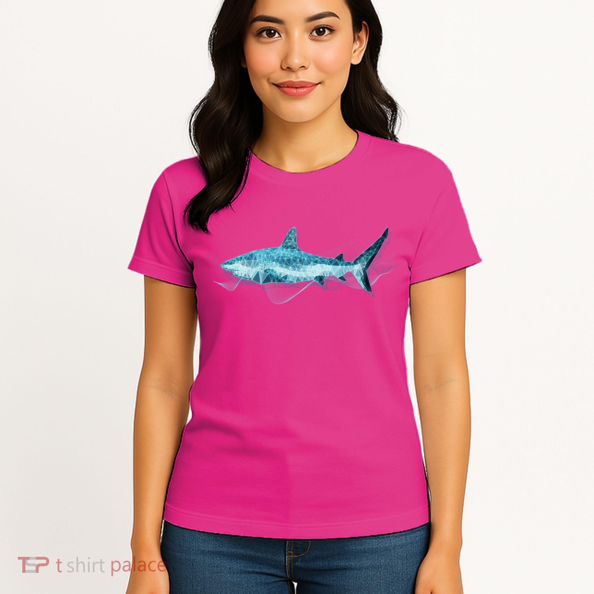 Retro Digital Polygon Shark Women's T-Shirt