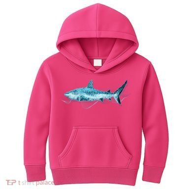 Retro Digital Polygon Shark Kids Hoodie