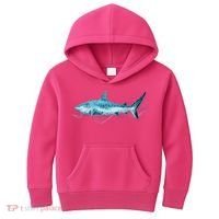 Retro Digital Polygon Shark Kids Hoodie thumb 0