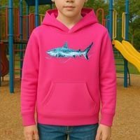 Retro Digital Polygon Shark Kids Hoodie thumb 2