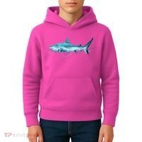 Retro Digital Polygon Shark Kids Hoodie thumb 4