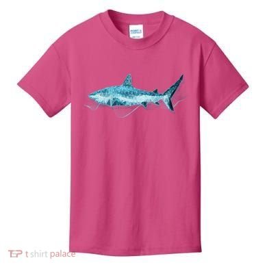 Retro Digital Polygon Shark Kids T-Shirt