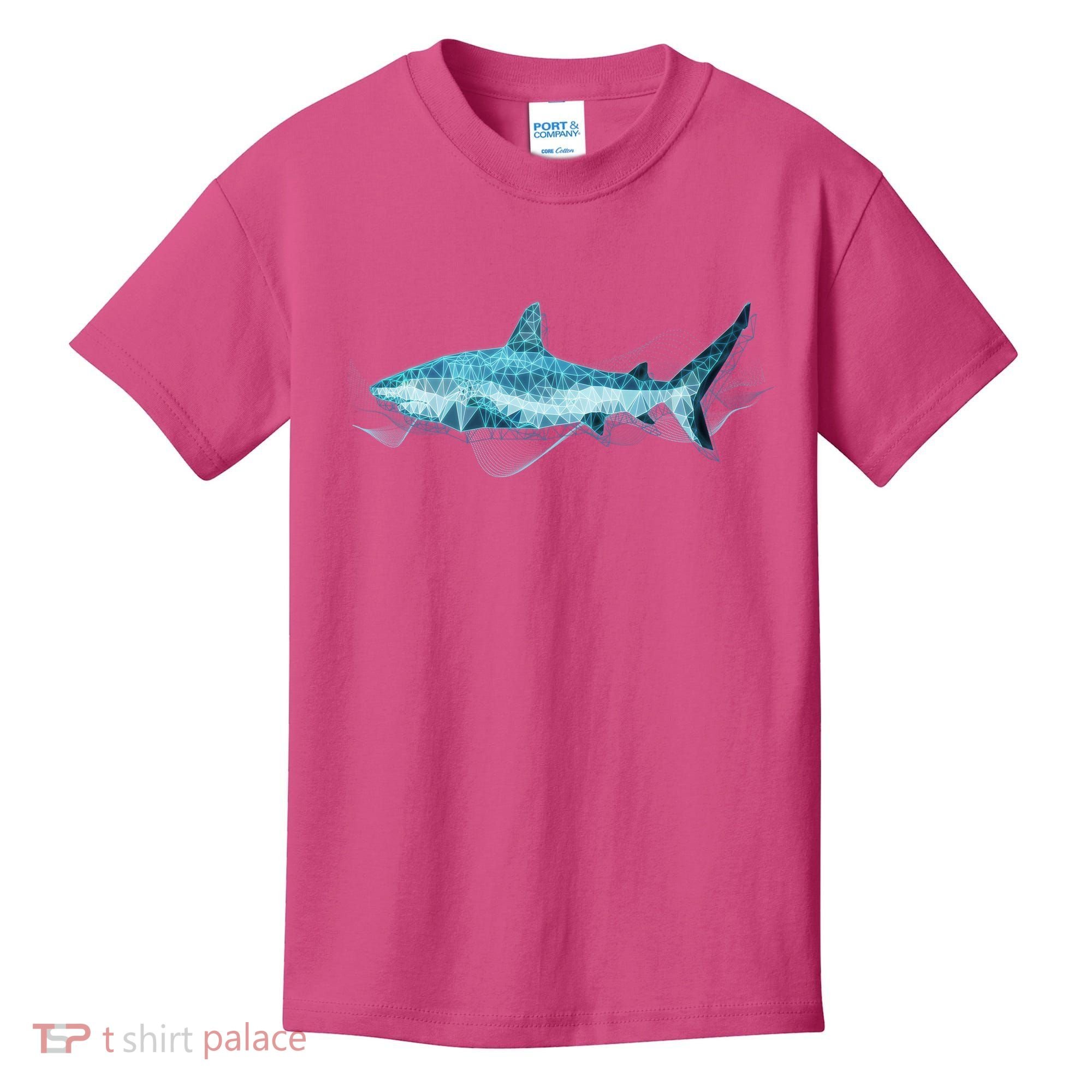 Retro Digital Polygon Shark Kids T-Shirt
