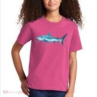 Retro Digital Polygon Shark Kids T-Shirt thumb 2