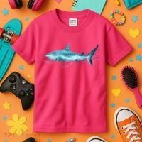 Retro Digital Polygon Shark Kids T-Shirt thumb 3