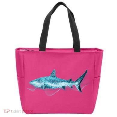 Retro Digital Polygon Shark Tote Bag