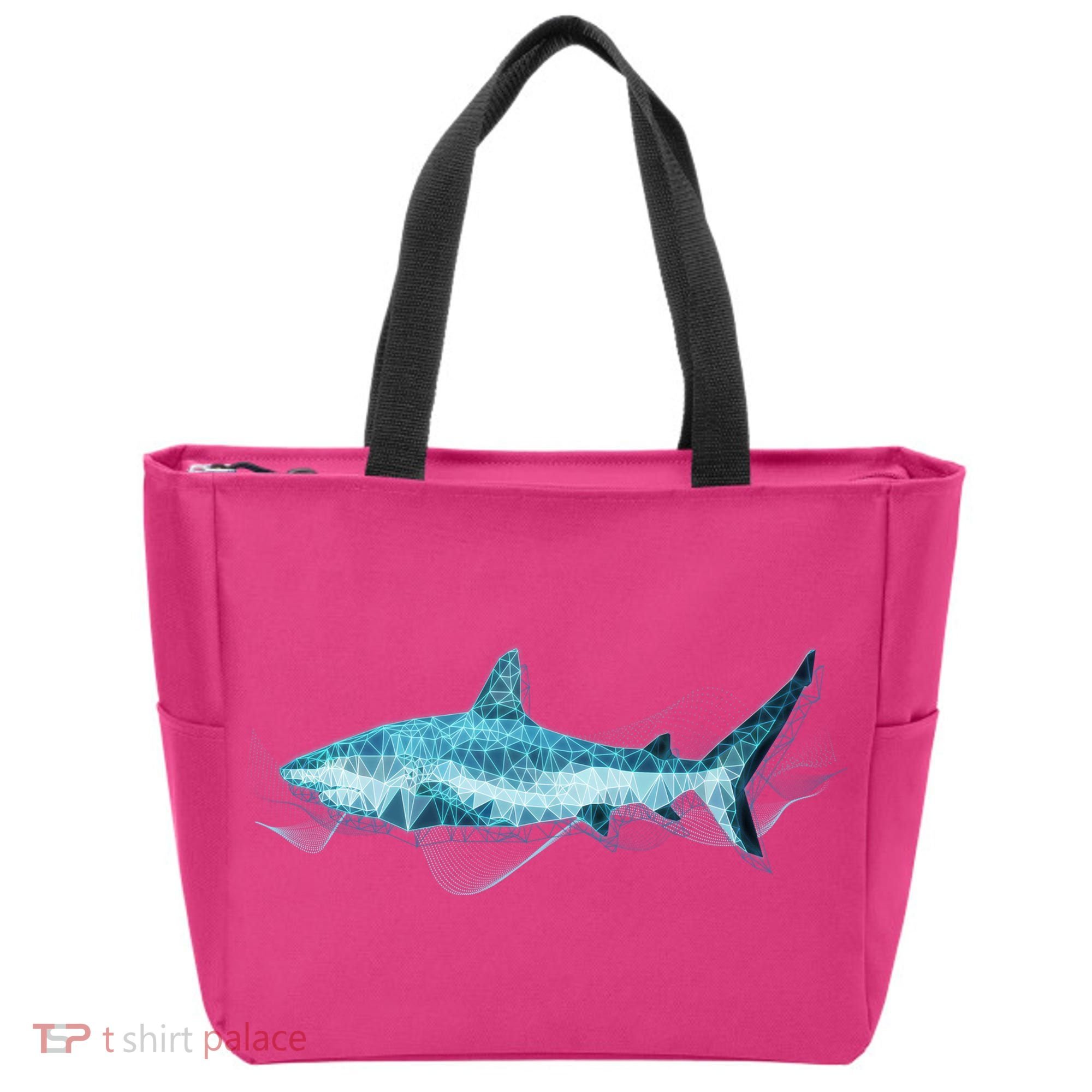 Retro Digital Polygon Shark Tote Bag