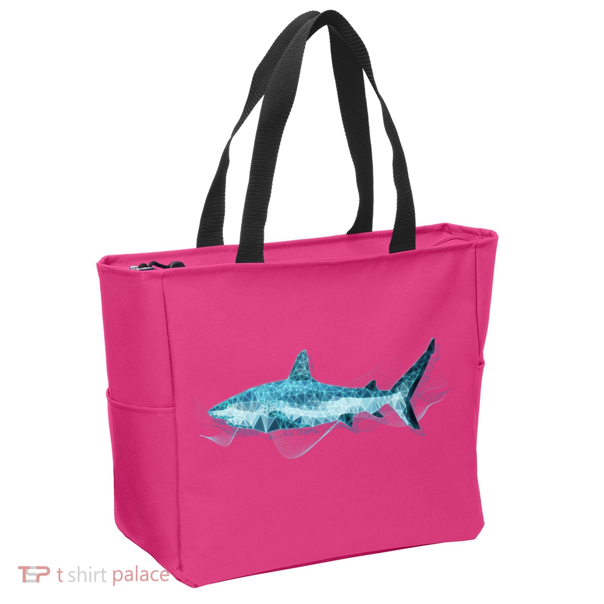 Retro Digital Polygon Shark Tote Bag