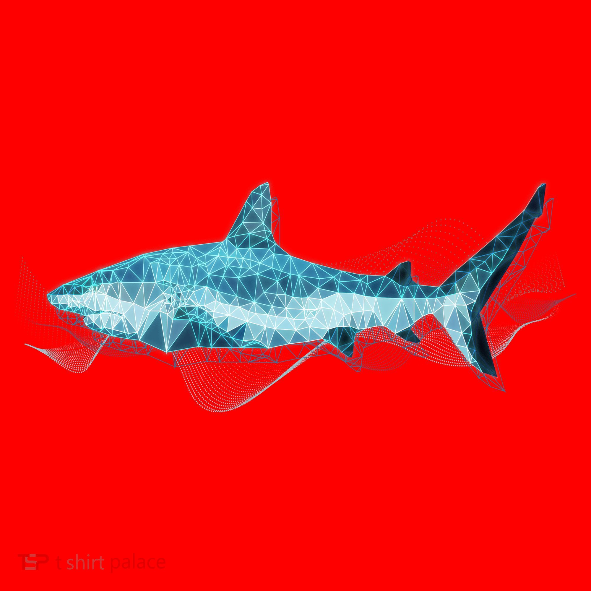 Retro Digital Polygon Shark Santa Hat