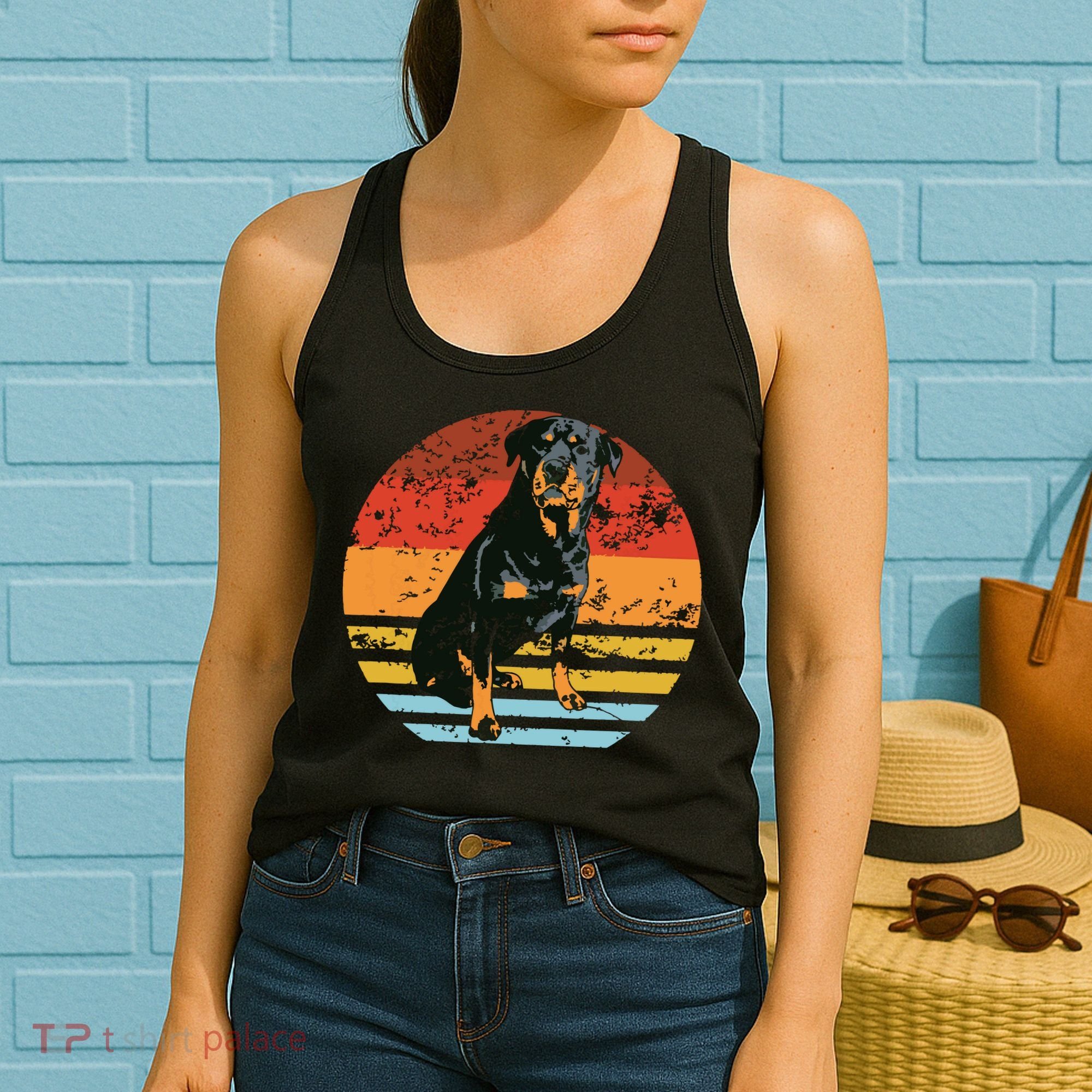 Rottweiler Dogs Retro Style Rottie Cool Cute Pet Doglover Women's Tank Top