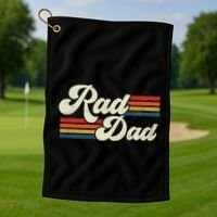 Rad Dad Retro Fathers Day Top Golf Towel thumb 1