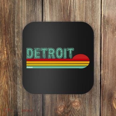 Retro Detroit Sunset Logo Coaster