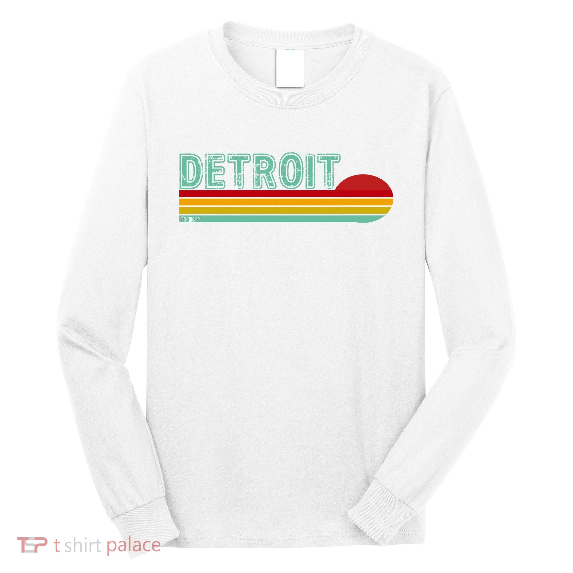 Retro Detroit Sunset Logo Long Sleeve Shirt