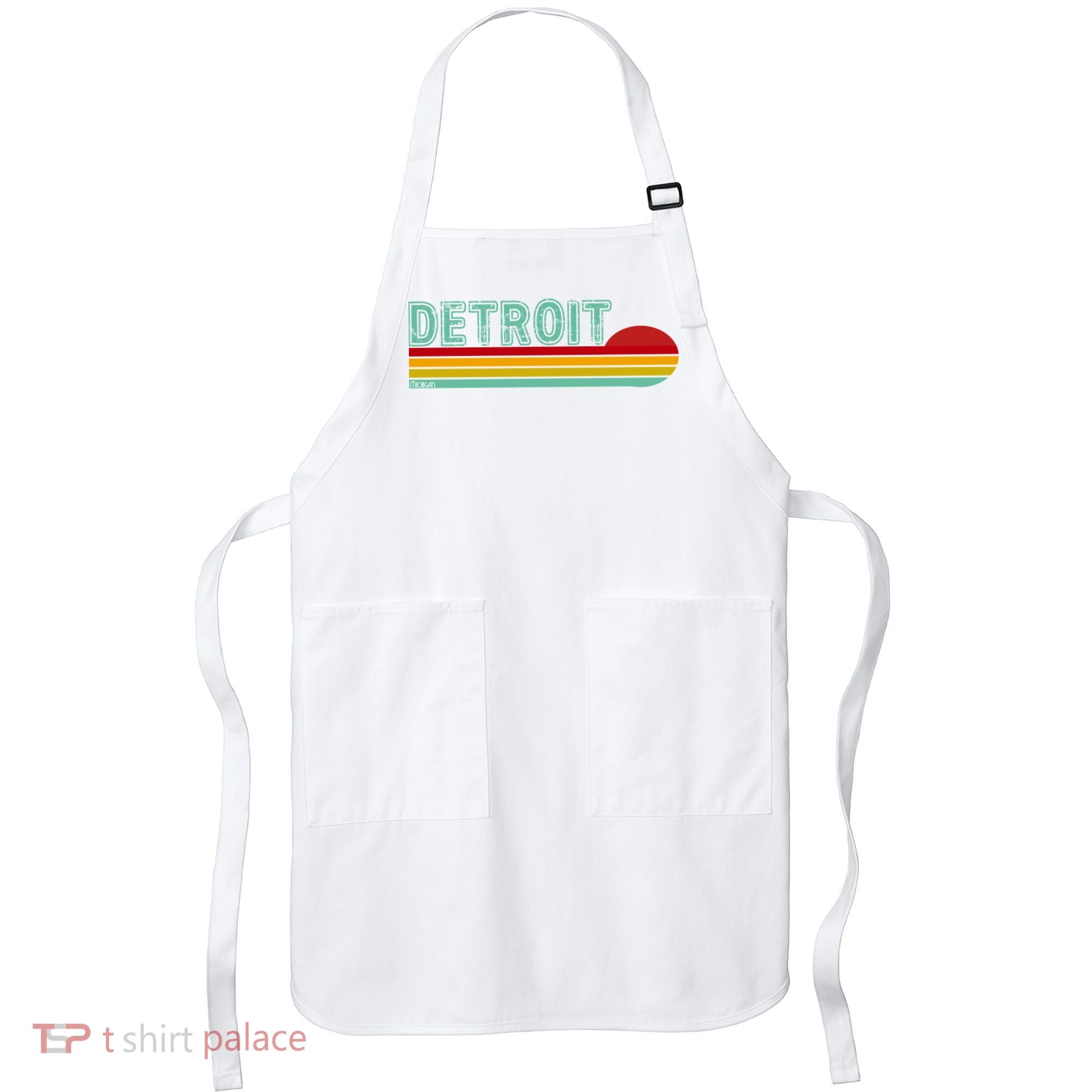 Retro Detroit Sunset Logo Apron
