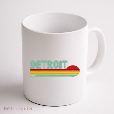 Retro Detroit Sunset Logo Coffee Mug back