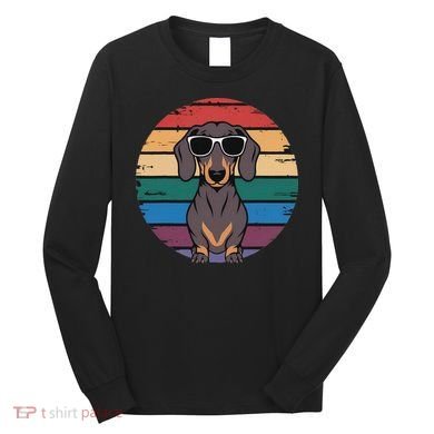 Retro Dachshund Sunset Long Sleeve Shirt