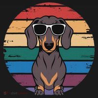 Retro Dachshund Sunset Long Sleeve Shirt thumb 2