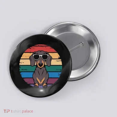 Retro Dachshund Sunset Button