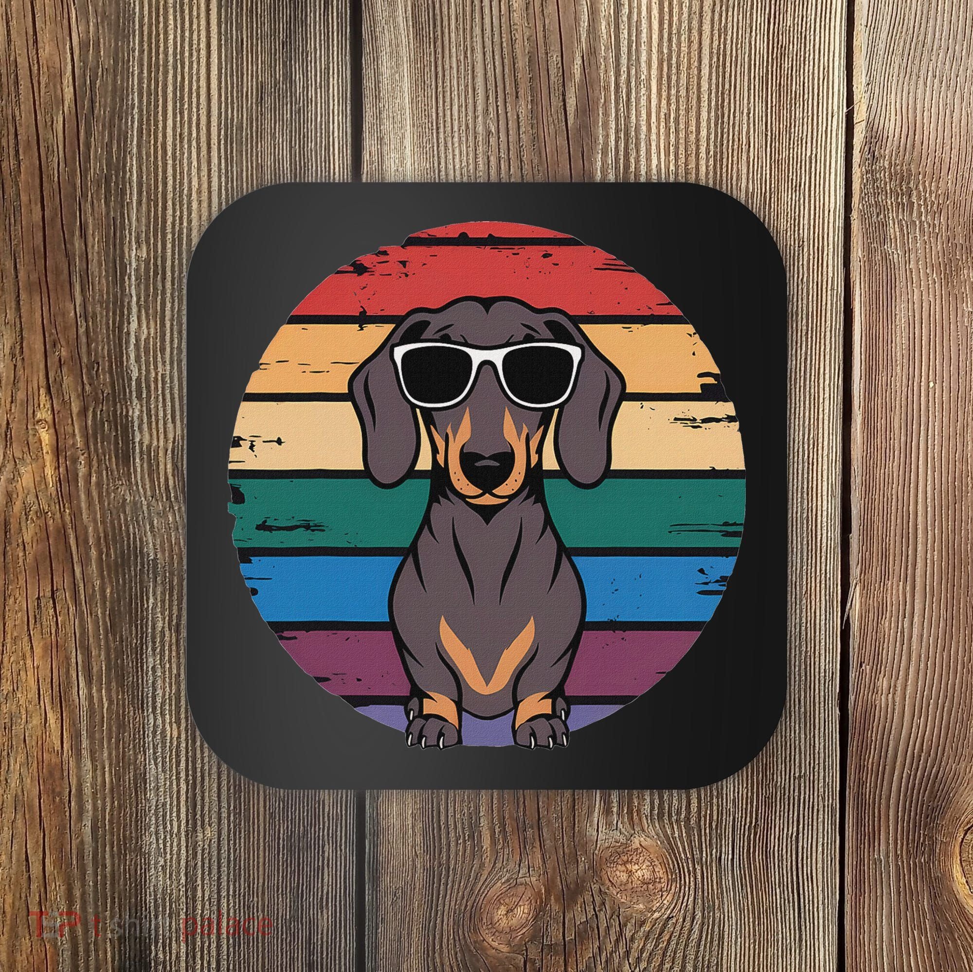 Retro Dachshund Sunset Coaster