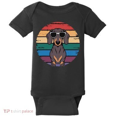 Retro Dachshund Sunset Baby Bodysuit
