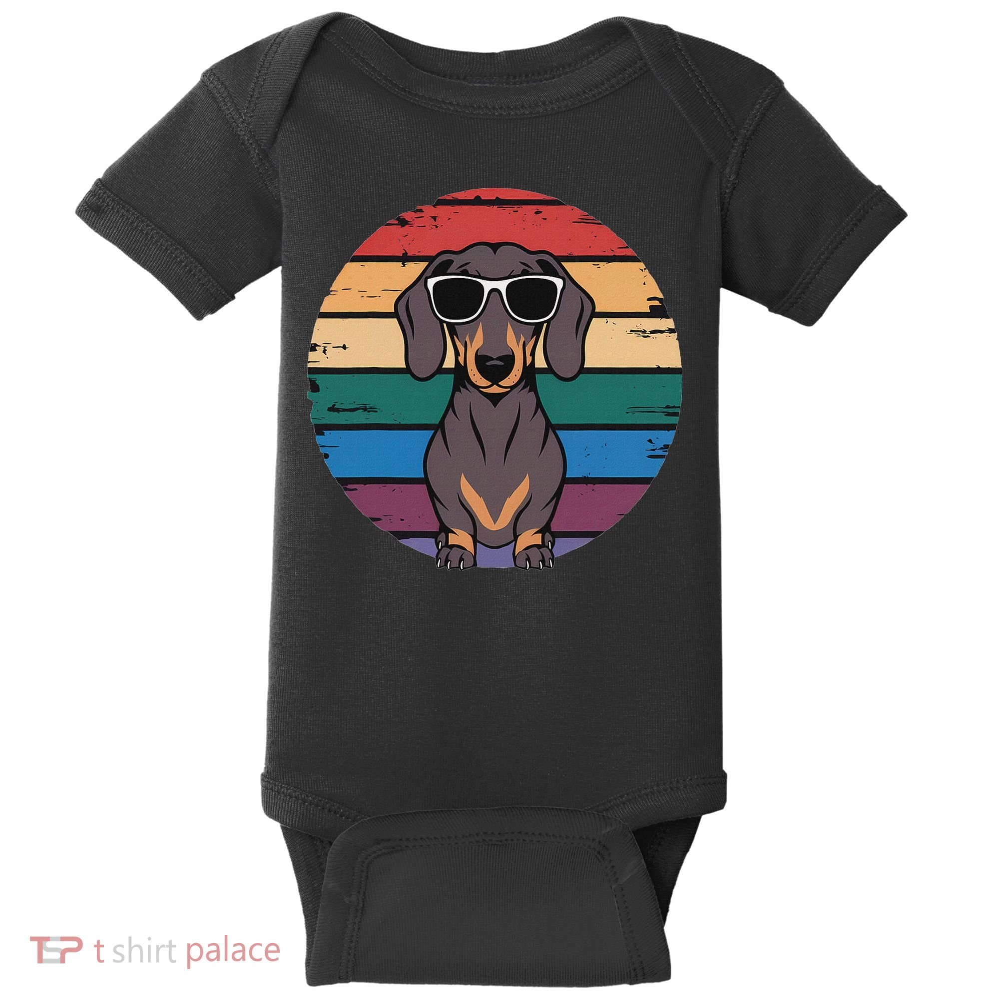 Retro Dachshund Sunset Baby Bodysuit