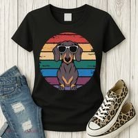 Retro Dachshund Sunset Women's T-Shirt thumb 3